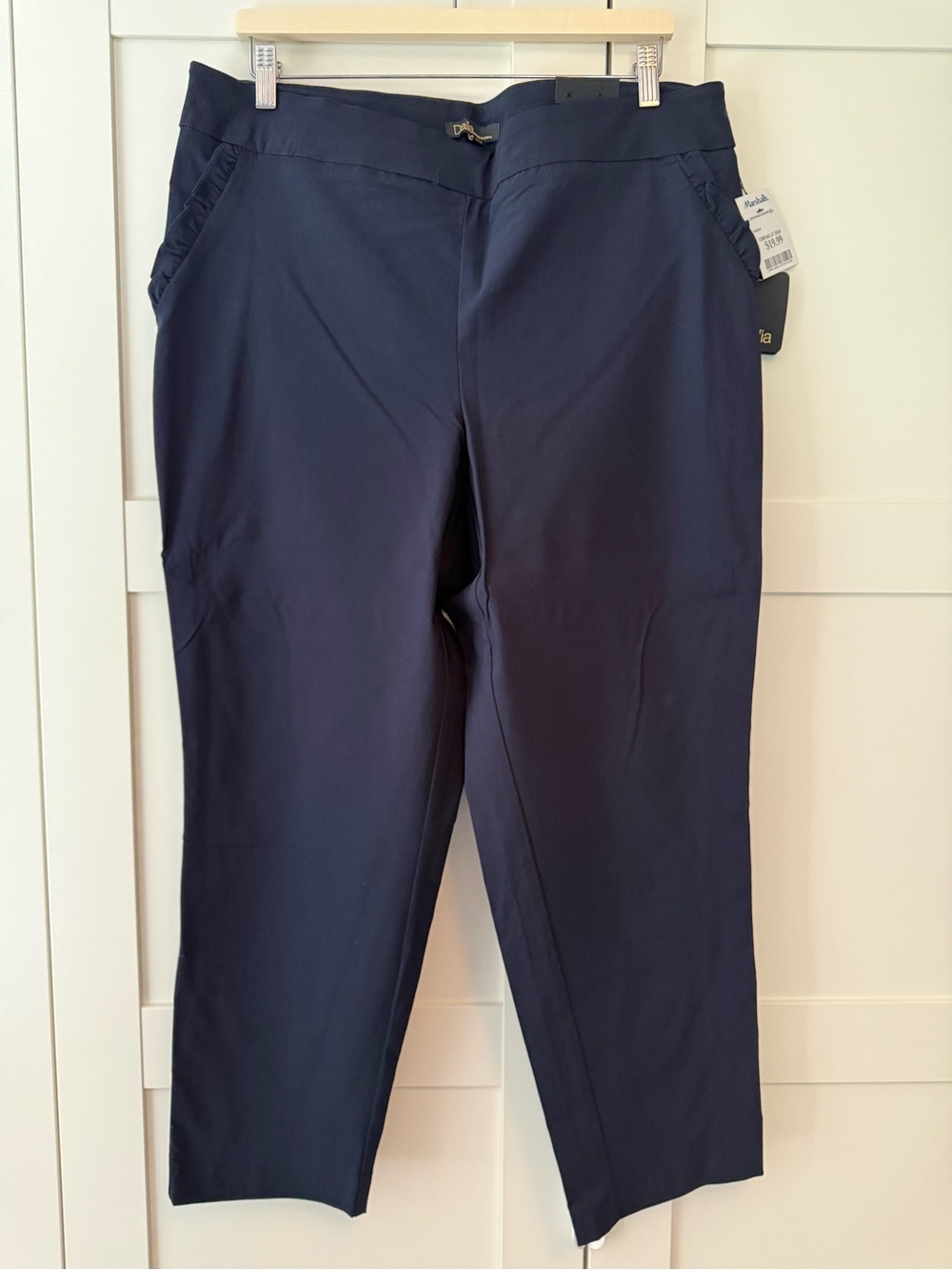 Stretch Straight Leg Navy Pull On Pants, 18W